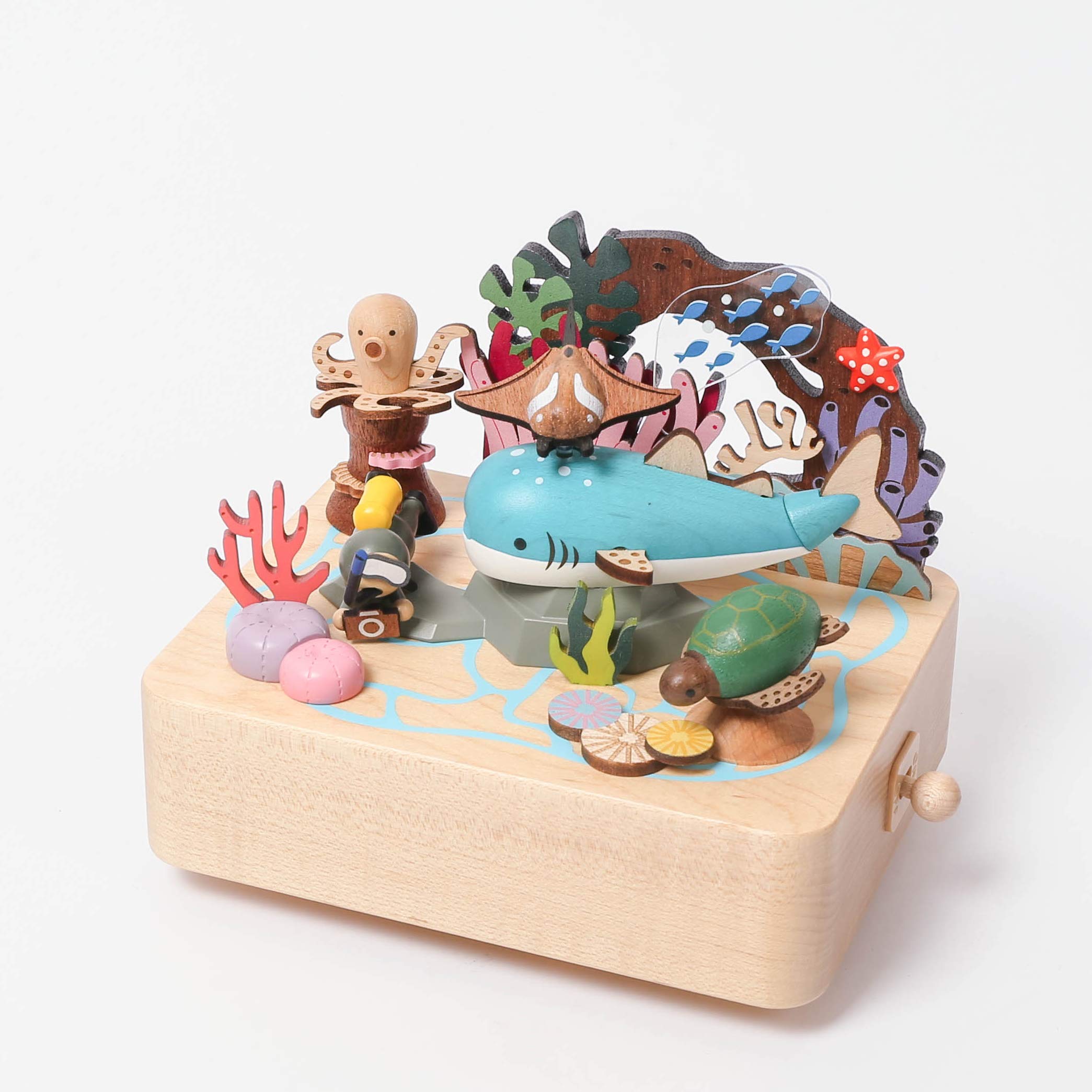 WOODERFUL LIFE Wooden Music Box | Whale Shark & Sea Friends